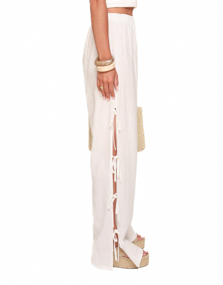 White Bow Ties Linen - Pants