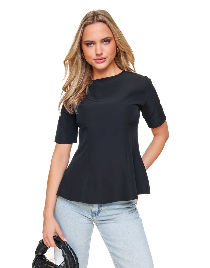 Black Peplum SS - Top