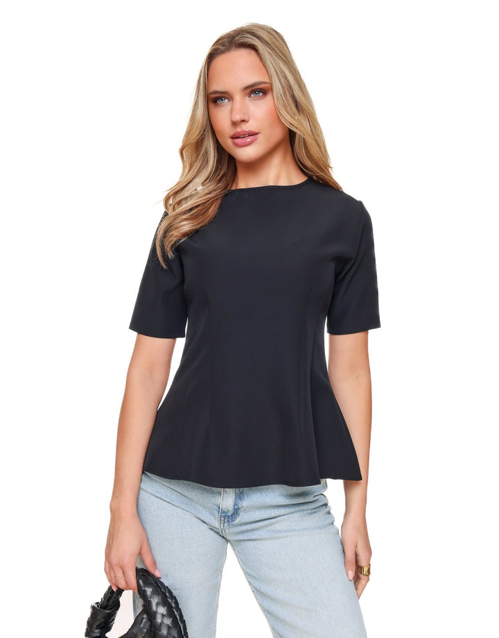 Black Peplum SS - Top