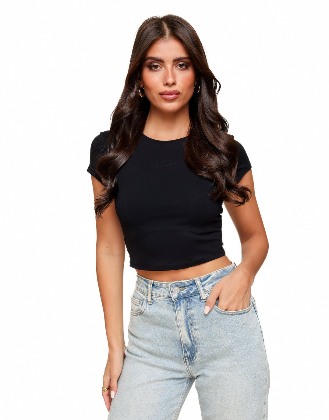 Black Cropped SS - Top