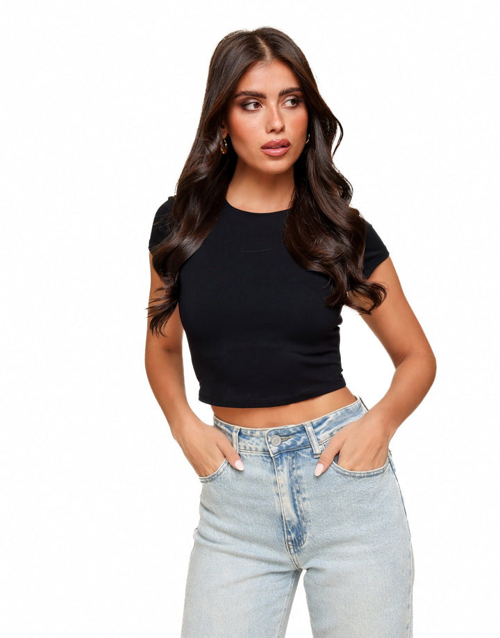 Black Cropped SS - Top