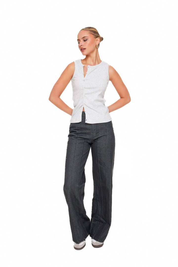 Black Continuous Seams - Jeans