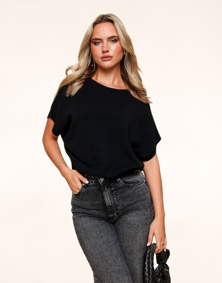 Black Knitted SS - Top
