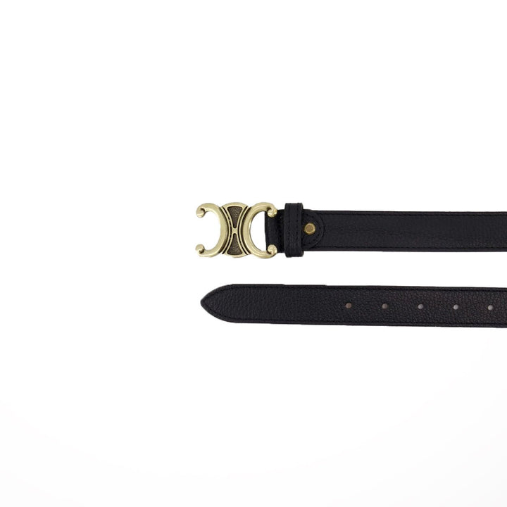 Black Detailed Gold Buckle - Belt