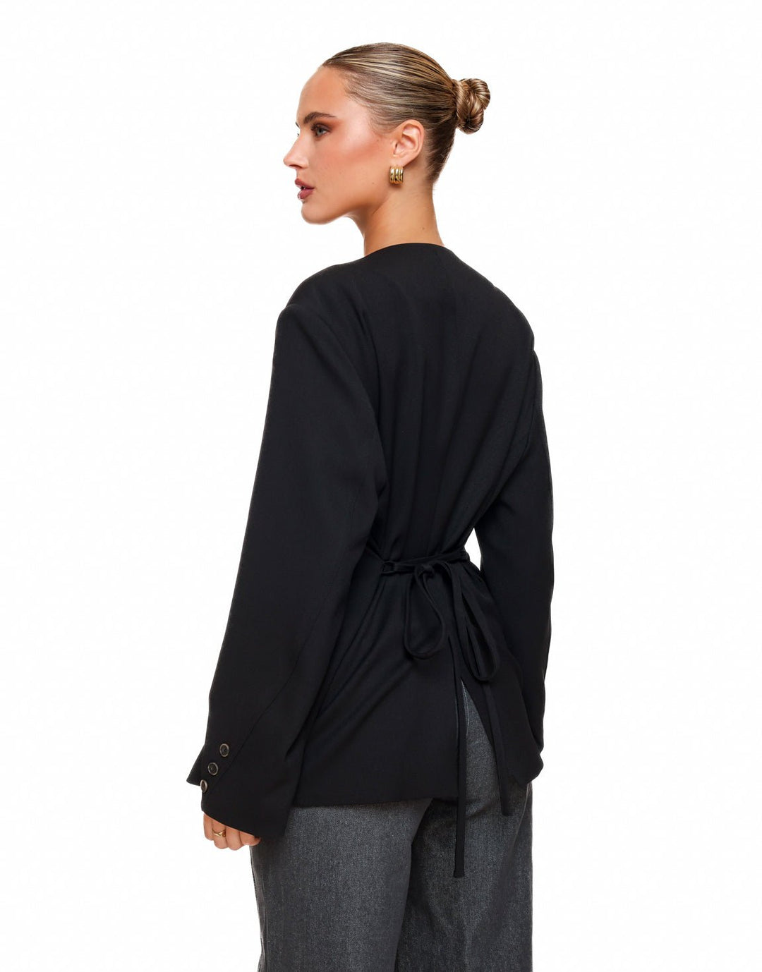 Black Oversized Wrapped - Blazer