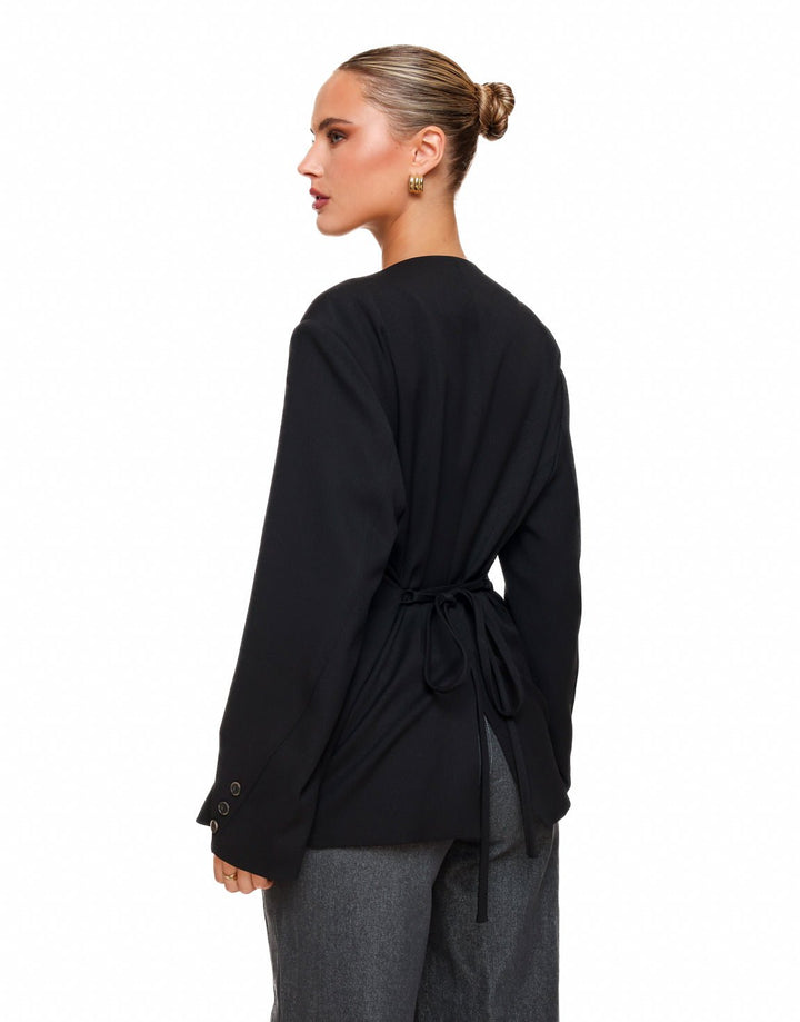 Black Oversized Wrapped - Blazer