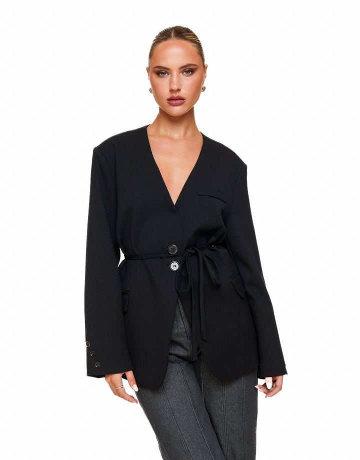Black Oversized Wrapped - Blazer
