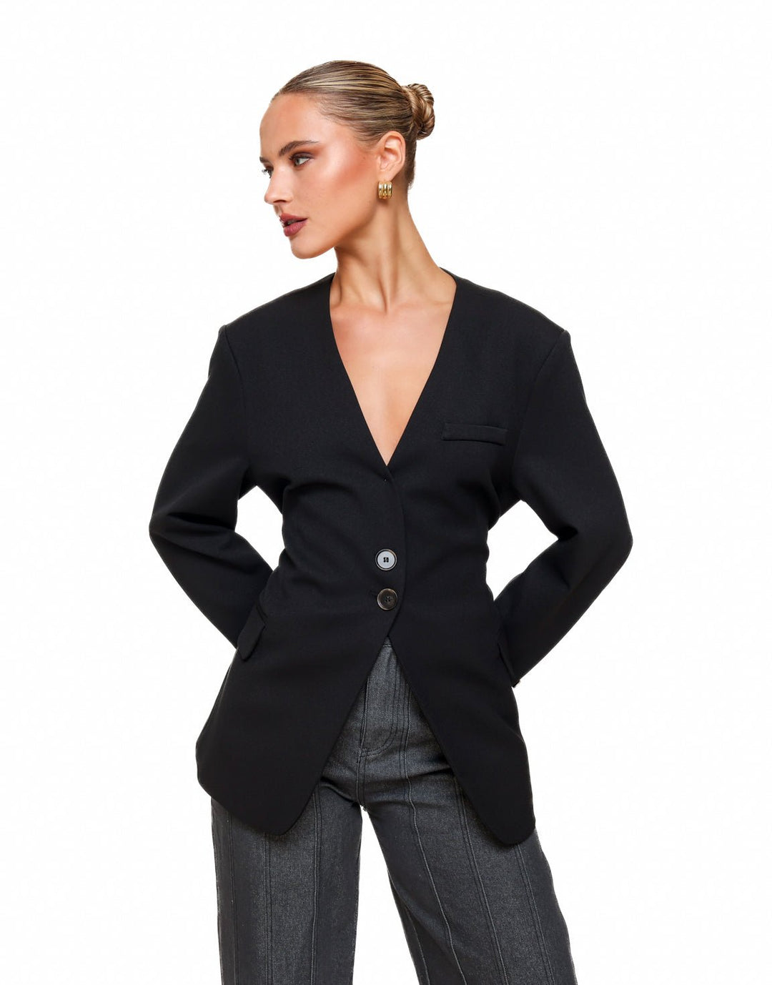 Black Oversized Wrapped - Blazer